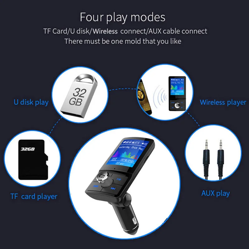 JaJaBor FM передатчик Bluetooth 5 0 автомобильный комплект громкой связи AUX музыкальный