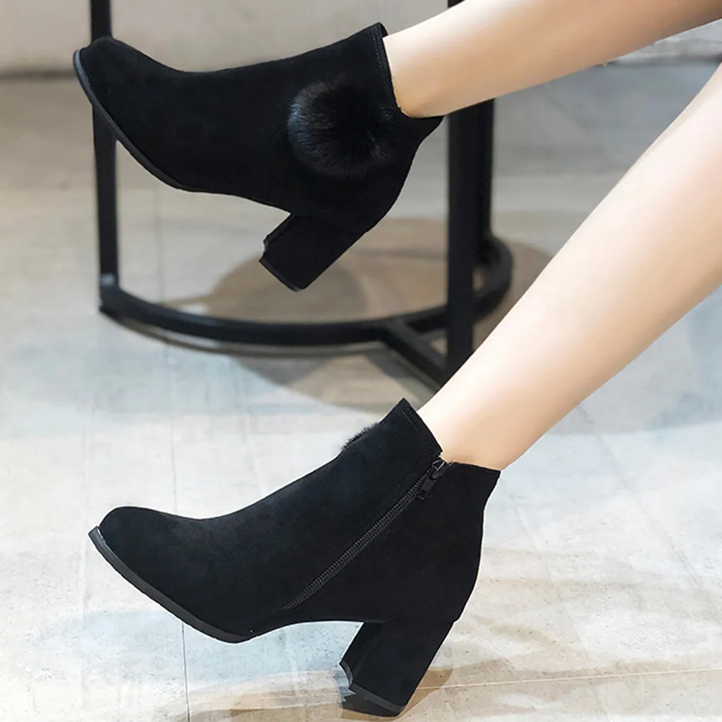 Осенне-зимние замшевые ботильоны женская однотонная обувь для отдыха женские