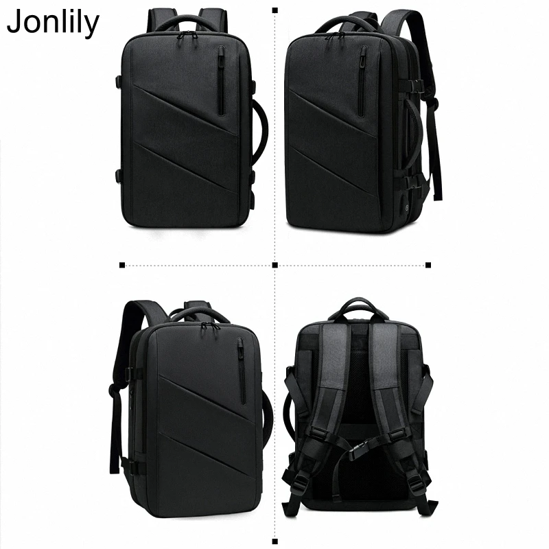 

Jonlily Men's High Capacity Backpack Bussiness Commuter Laptop Pack Travel Bag Waterproof Daybag Purse with Charging Port -KG484