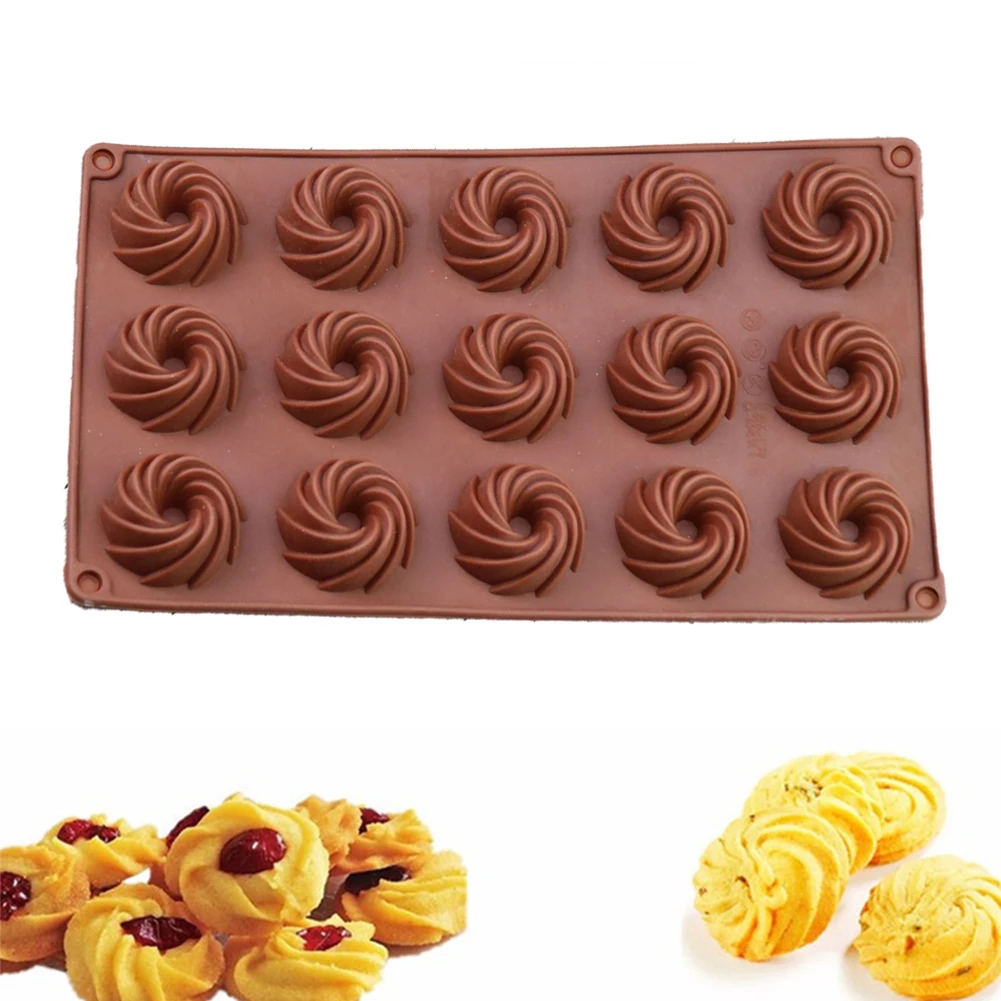 

15 Cavity Swirl Shapes Silicone Cake Mold Form Chocolate Cookies Pudding Ice Cream Trays Pastry Baking Tools Bakeware Pan