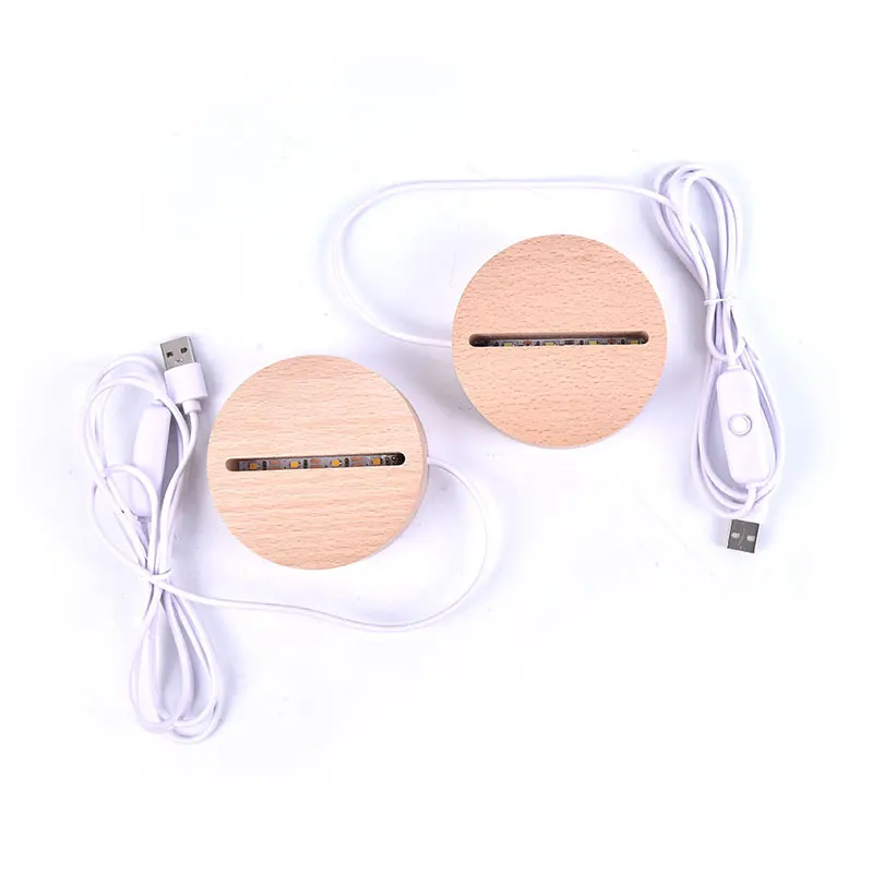 Высокое качество 3D светодиодный Иллюзия ночной Светильник s древесины основание