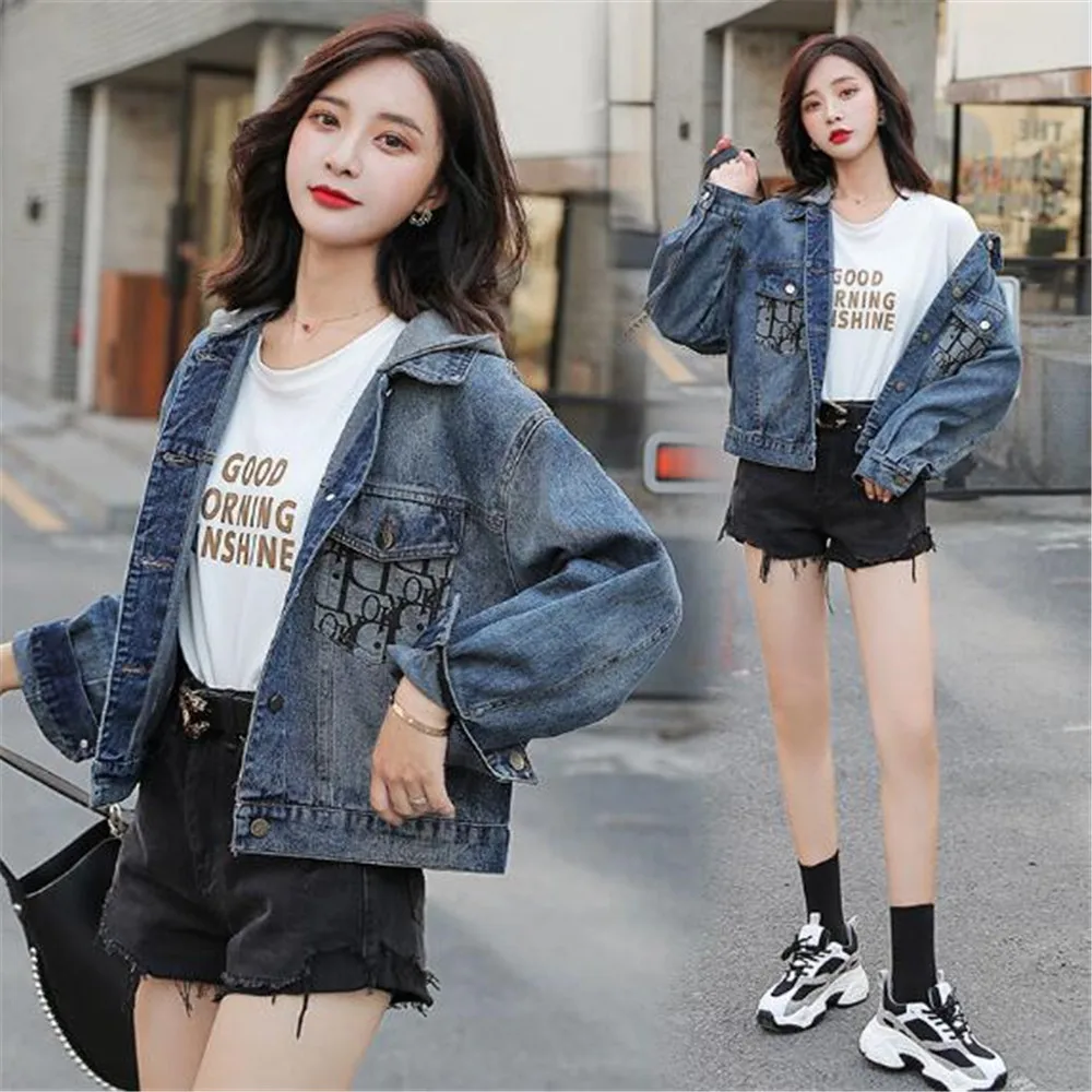 

Spring and autumn 2020 new women's slim short jacket trendy denim jackets coat clothes outerwear