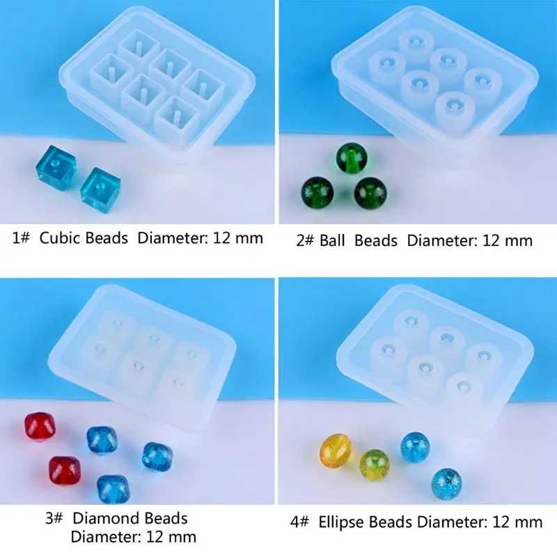 

12Pcs Beads Resin Molds Kit with Hole for Gemstone Cabochon Jewelry Casting