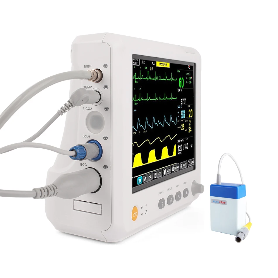 With ETCO2 8 дюймов ICU CCU монитор пациента мультипараметрический ЭКГ оксиметр кровяное давление Частота пульса температура дыхания медицинский уход за здоровьем - Цвет: With ETCO2