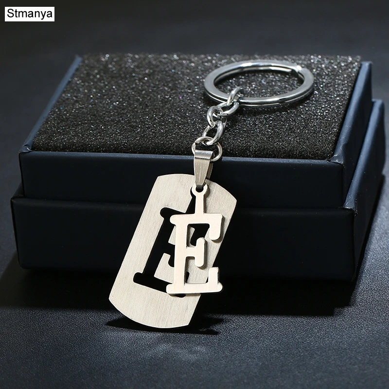 DIY из нержавеющей стали A-Z буквы брелок талисман 26 букв брелок мужской женский брелок пара подарок ювелирные изделия автомобильный брелок