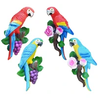 resin parrot statue wall mounted diy outdoor garden tree decoration hanging sculpture for home office garden decor ornament