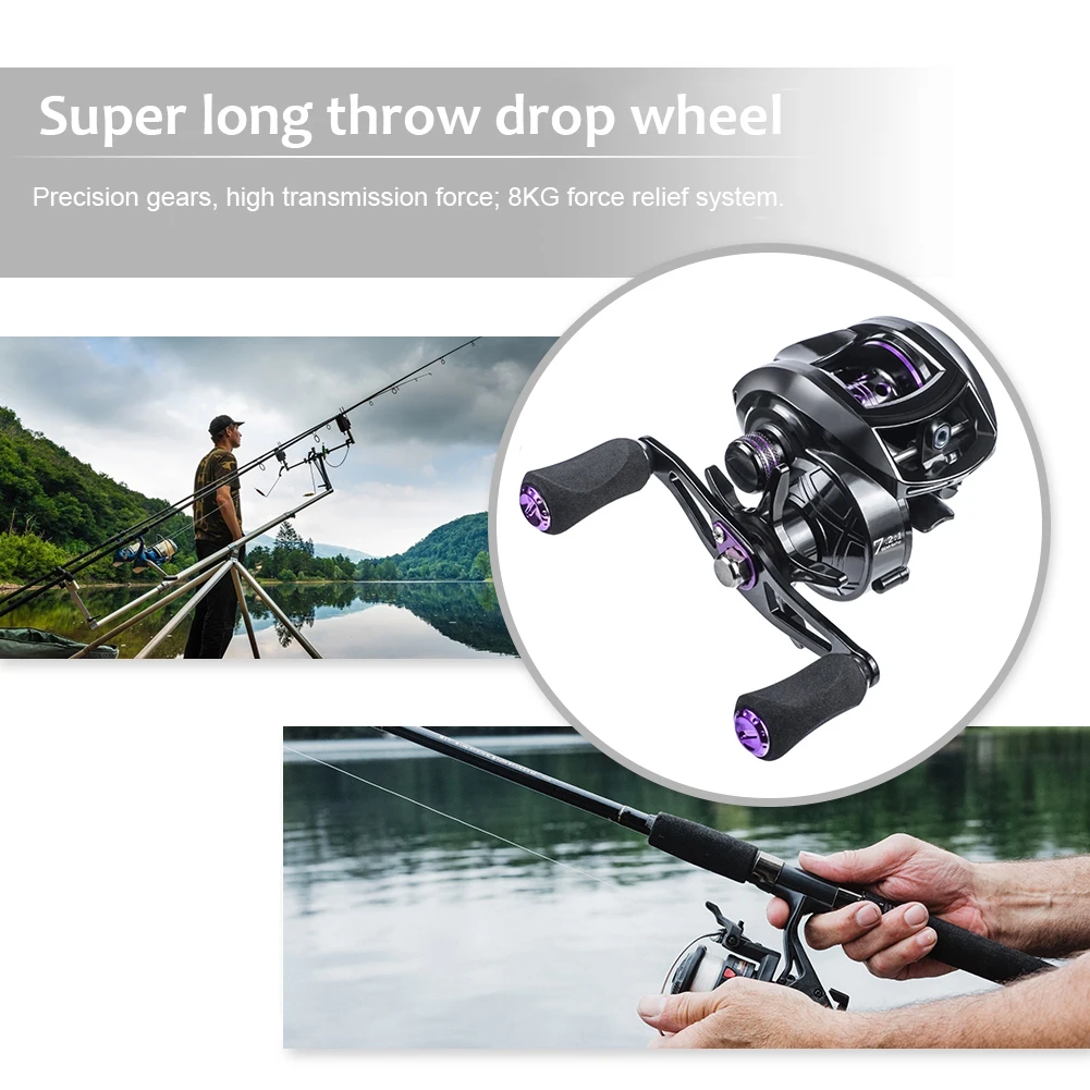 

Fishing Reel High Speed Gear Ratio Saltwater Baitcasting Reel 8kg Max Drag Bait Casting Metal Spool Fishing Wheel