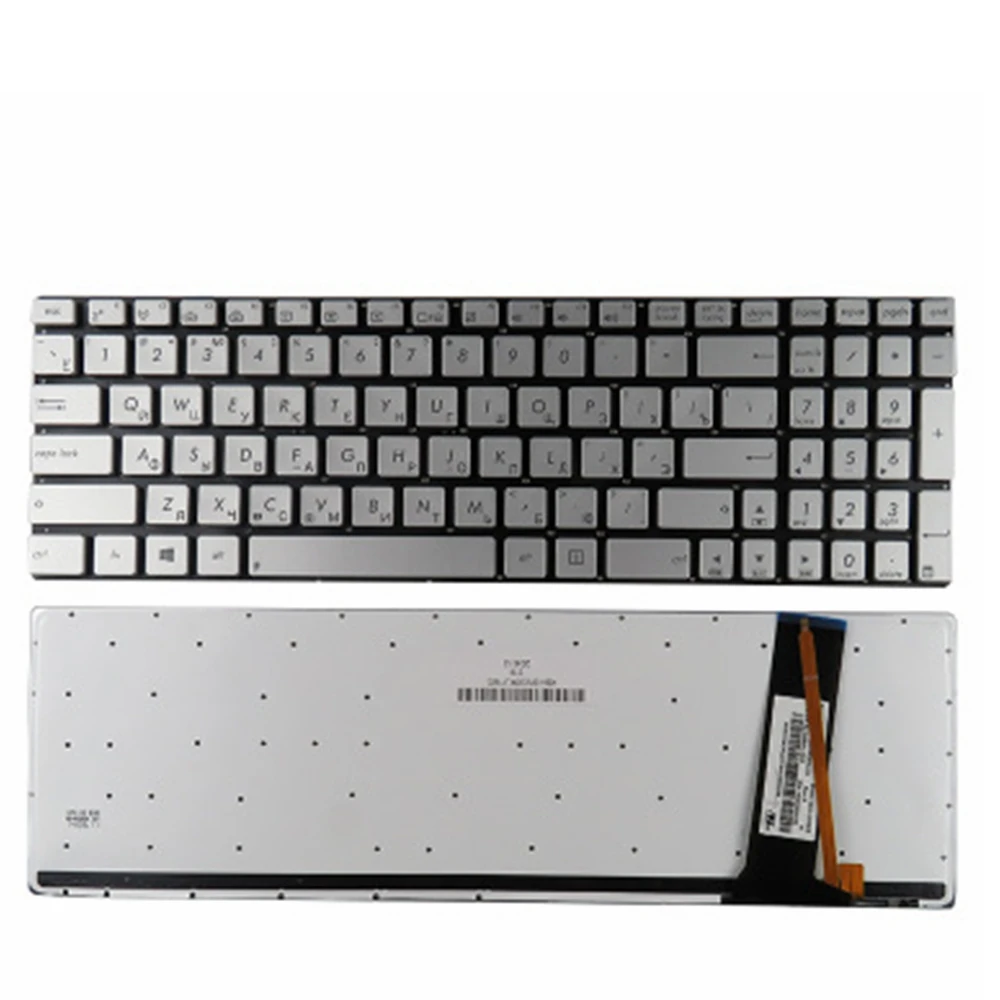 Русская клавиатура для ноутбука ASUS N56 N56V U500VZ N76 R500V R505 N550 N750 Q550 RU серебристая