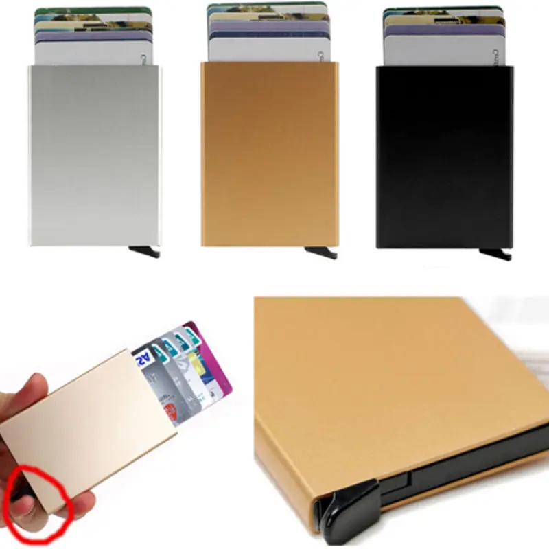 Металлический кошелек для визитных карточек автоматический выскок держатель