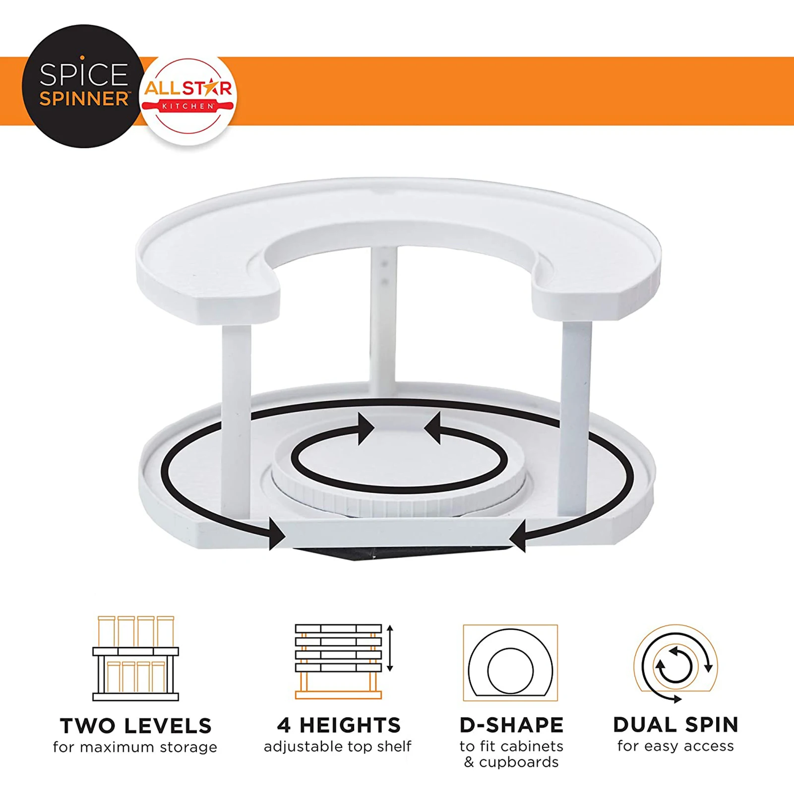 

Kitchen Condiment Storage Stand UShaped DoubleLayer Rotating Rack Rotary Shelf Storage Racks Nonslip Rotating Storage superbly