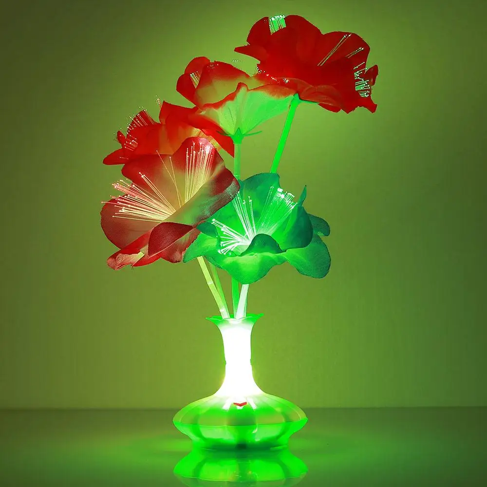 

Beautiful Colorful Optical Fiber Lamp Fiber Flower Light Kapok Vase Christmas Bouquet Valentine'S Day Plastic Home Room Blossom
