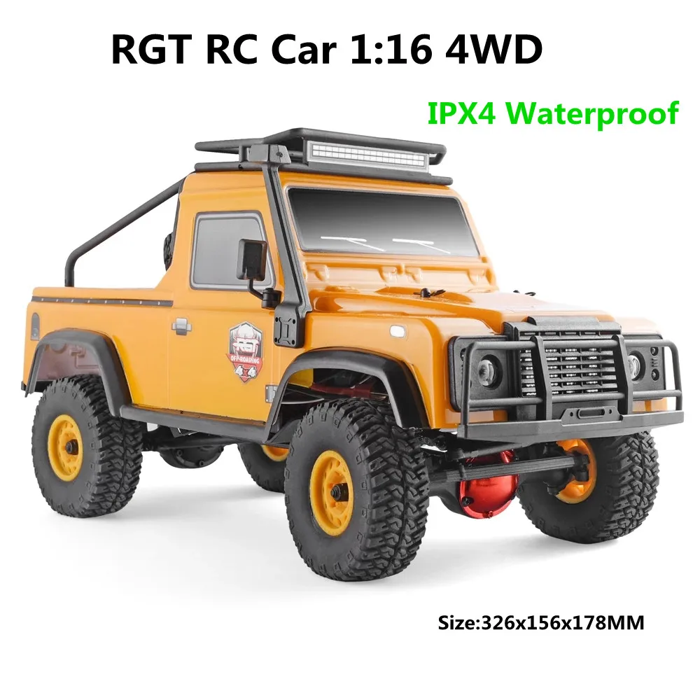 Rc Car L32cm 1:16 4WD  IPX4 Waterproof Toy Metal Gear Off Road Truck Remote Control Model Toys Boy Gift Yellow Blue Red