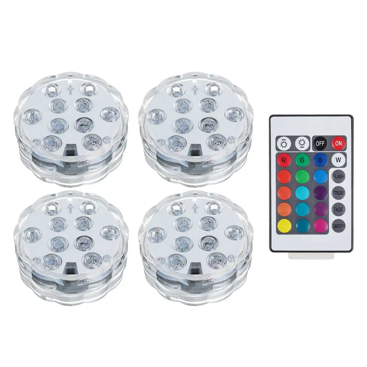 

IP68 Водонепроницаемый 10 Led с дистанционным управлением RGB погружной светильник питание от аккумулятора подводная Ночная лампа открытый сад ...