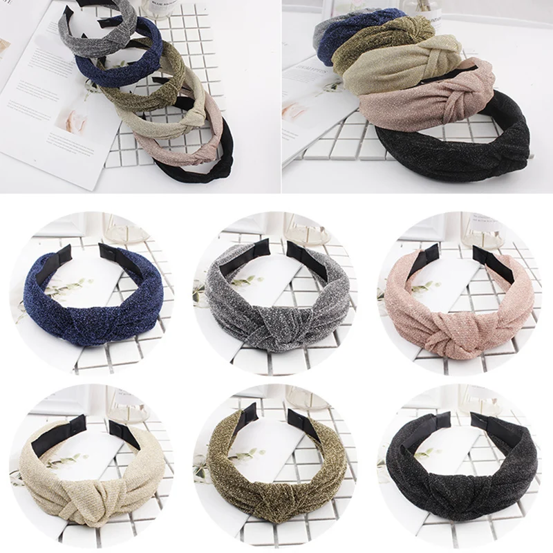 Женский обруч для волос с блестками перехлёстом ободок аксессуар 2019| |