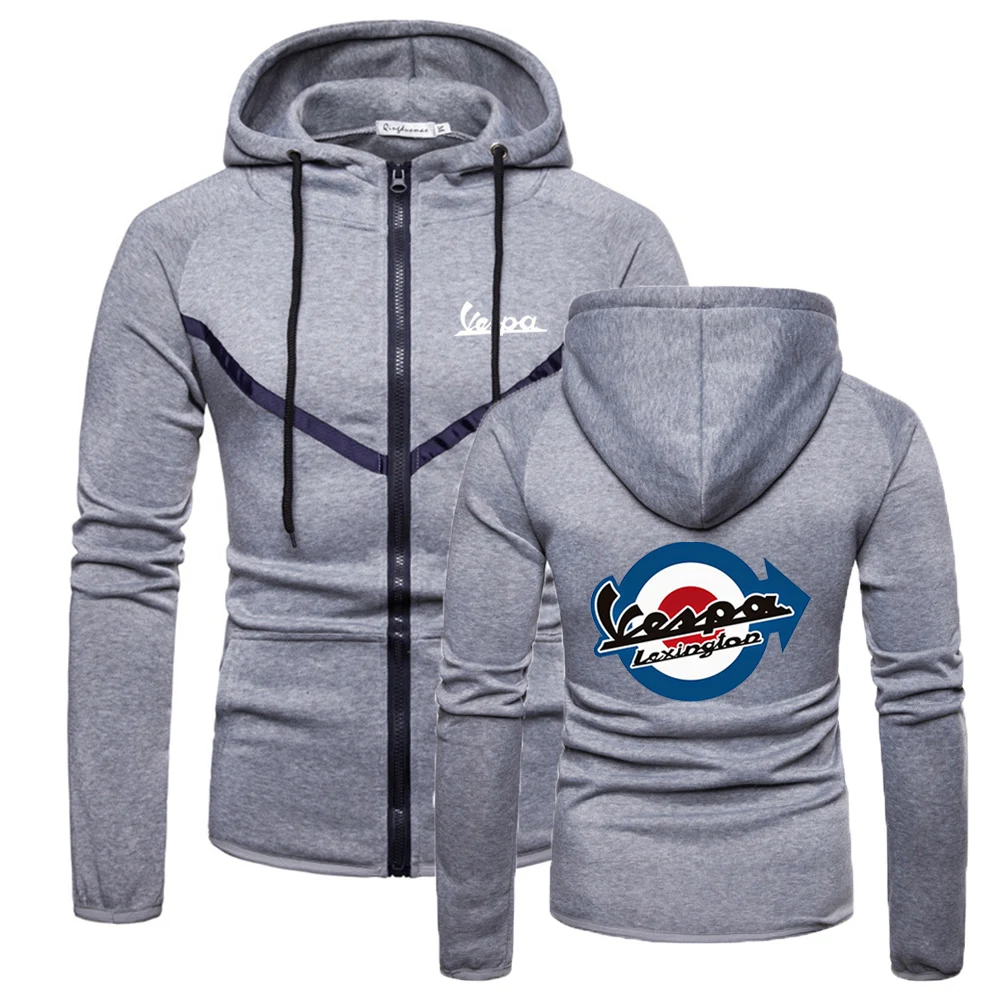 

Spring Autumn Vespa Logo Zipper 2021 Sportswear Quality Comfortable Wild Hoodies Men Fitness Sweatshirts Solid Color Style