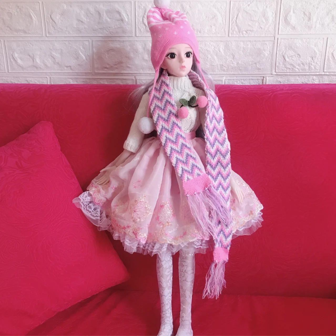 6 шт. костюм куклы одежда вязаная шапка + свитер 60 см BJD кукла платье игрушка