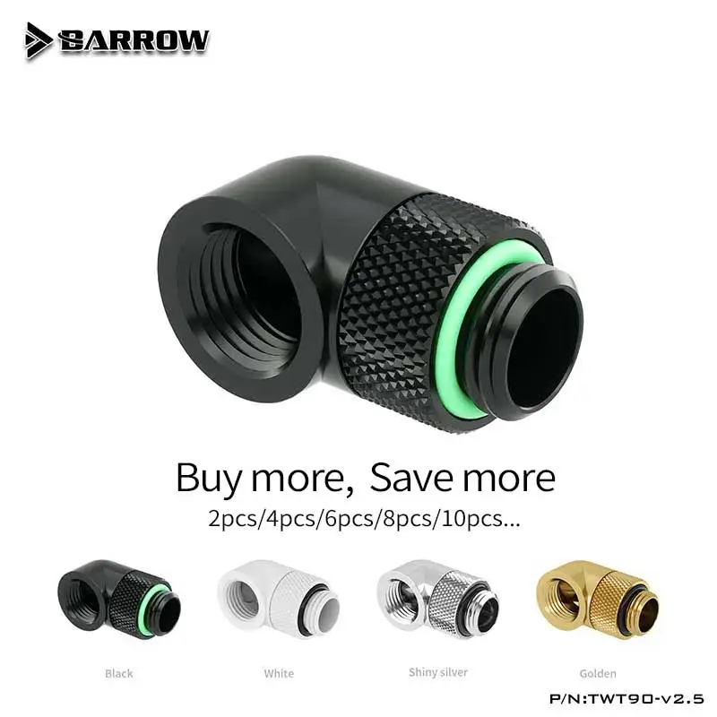 

Barrow water cooler PC G1/4 thread 90 degree rotary fittings,Black/silver/white/gold computer accessories TWT90-v2.5