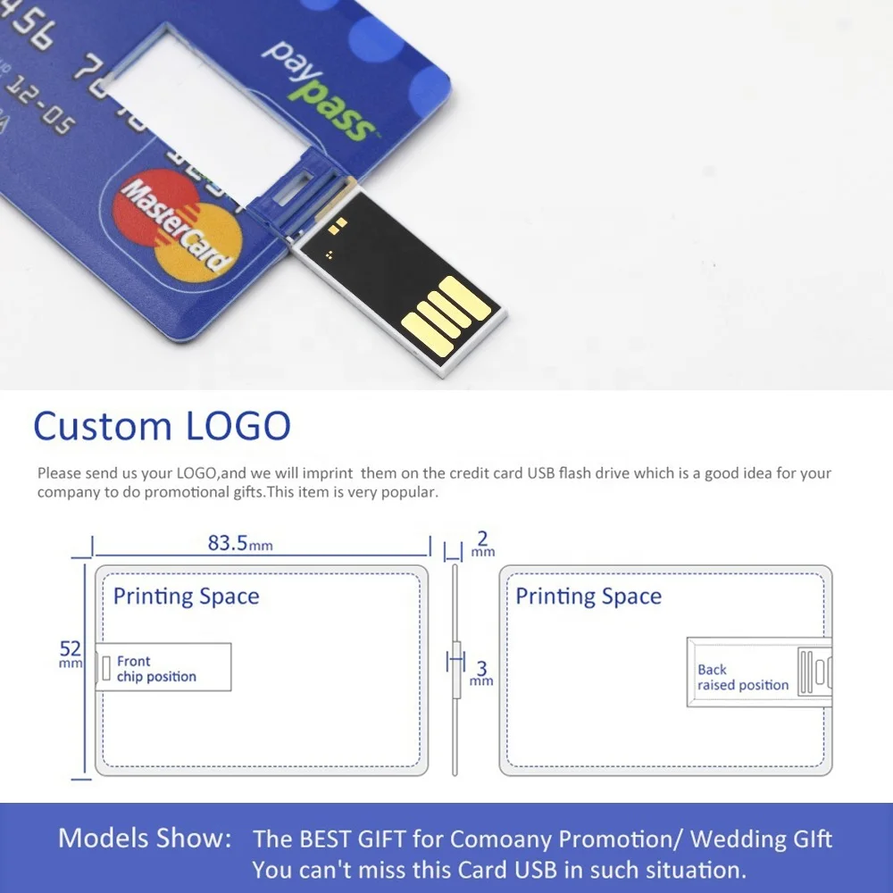 USB-флеш-накопитель в виде Кредитной Карты объемом 4 ГБ 8 16 32 64 128 USB 2 0 3 Подарочный
