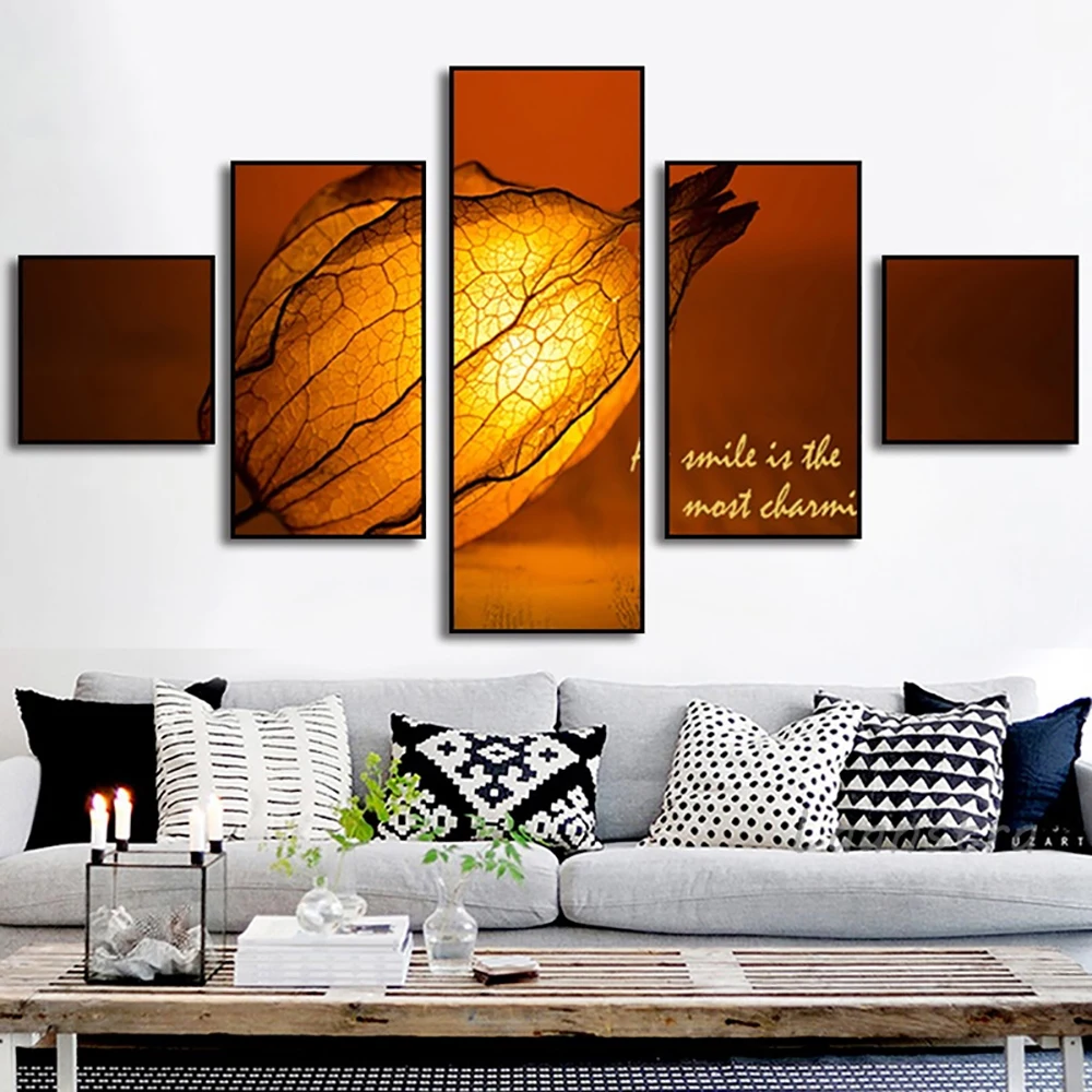 

5 Pieces Home Decoration Cape Gooseberry Wall Art Canvas Painting Living Room Sofa Background Wall Hanging Picture