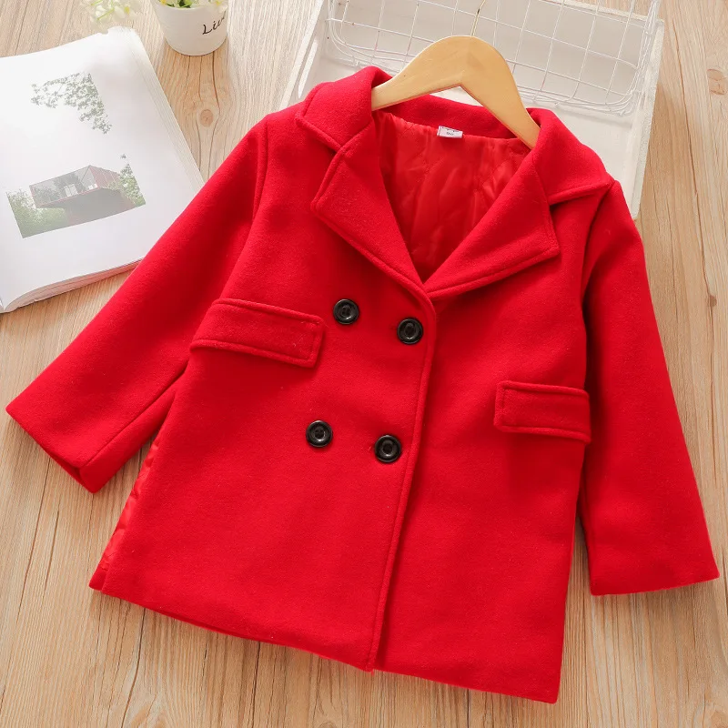 

Winter Coat For Girls Thick Woolen Jacket For Girls Fashion Solid Kids Outerwear Autumn England Teenage Clothes For Girls School
