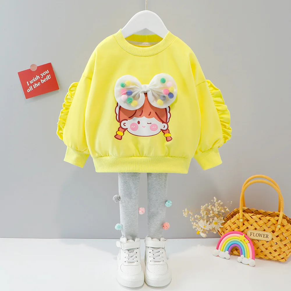 

Baby Girl Clothes Long Sleeve Princess Girl Hoodie+Leggings Two Piece Suit Korean Toddler Girl Outfit Lovely Cotton Newborn Set