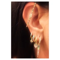 christmas gift geometric rectangle ear cuff no piercing rainbow cz star clip on earring for girl women