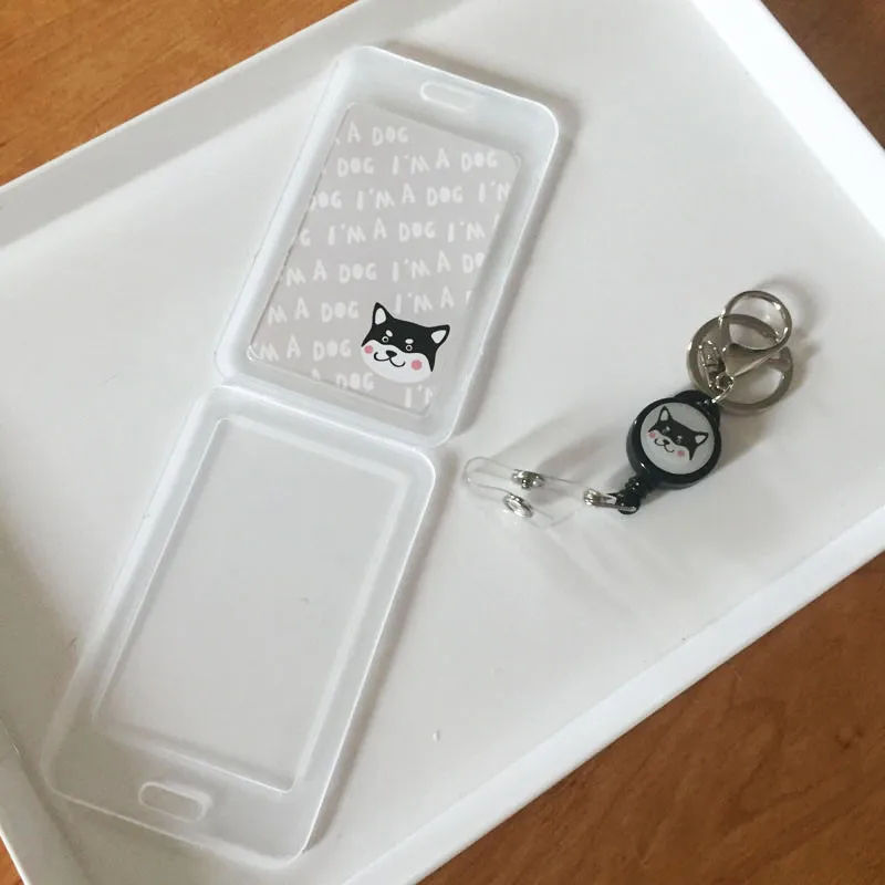

Kawaii Cat Retractable Work Badge Holder Transparent Bus Card Holder ID cCard Holder Business Card Holder Retractable Keychain
