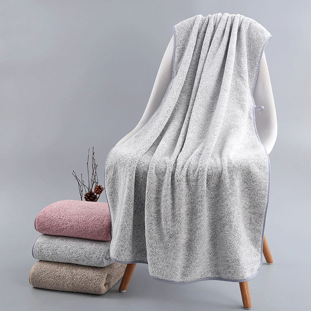 70x140cm Bamboo Charcoal Coral Velvet Fiber Bath Towel Adult Quick-drying Soft Absorbent Solid Color Household Bathroom | Дом и сад