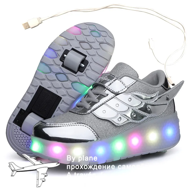 

2021 Sneakers roller shoes With two Wheels USB Led Shoes Kids Girls Children Boys Light Up Luminous Glowing Illuminated