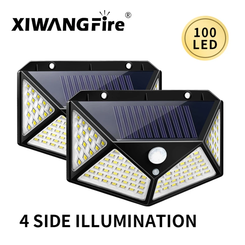 

3 Modes 100 LED Light Solar Wall Light Outdoor Courtyard Lighting Human Body Induction Home Garden Waterproof Outdoor Flashlight