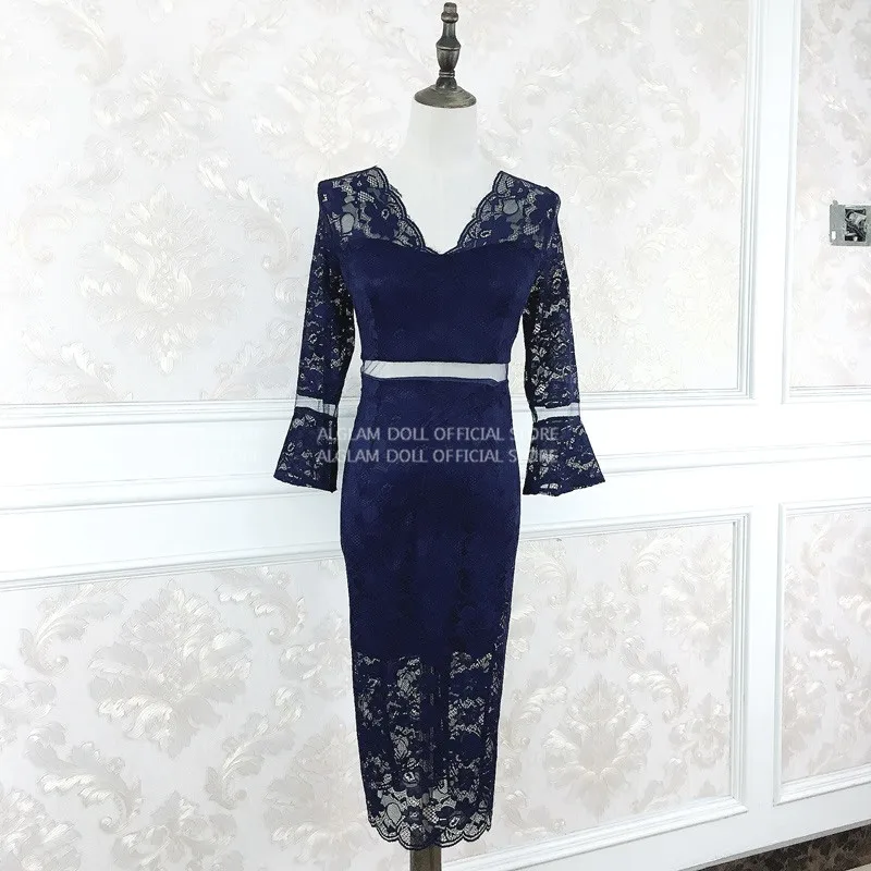 Женское кружевное платье карандаш длиной до колена с v образным вырезом и