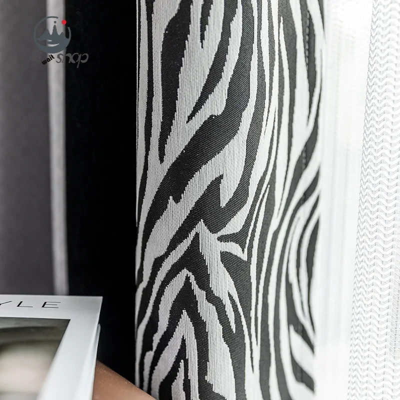 

AS Modern simple Italian chenille zebra high shading thick European-style custom home Curtains for Living Dining Room Bedroom