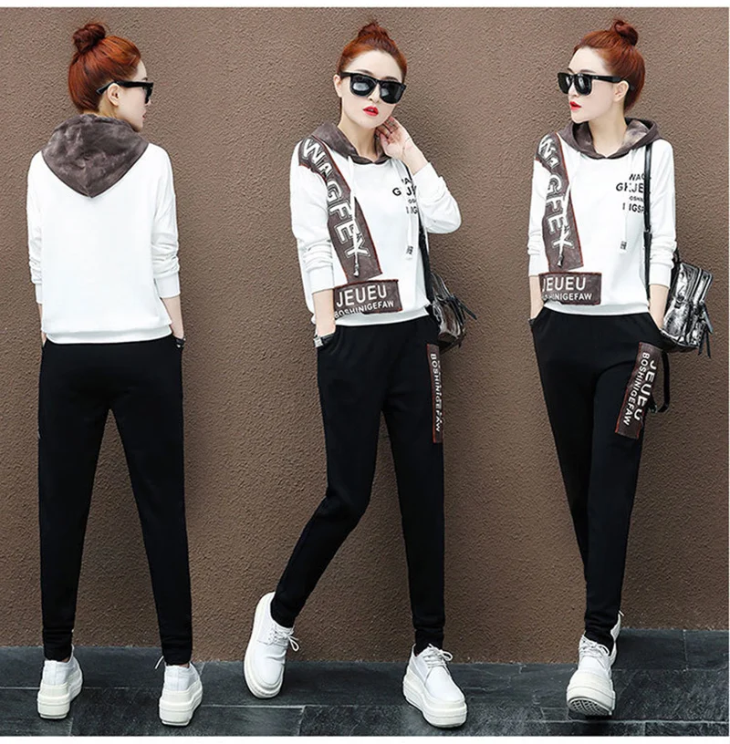 

Runway TWO PIECE SET Hoodie Luxury Tracksuit Women Korean Clothes Trendy Sweat Suits 2 Pieces Baggy Tops Pants Pullover Street