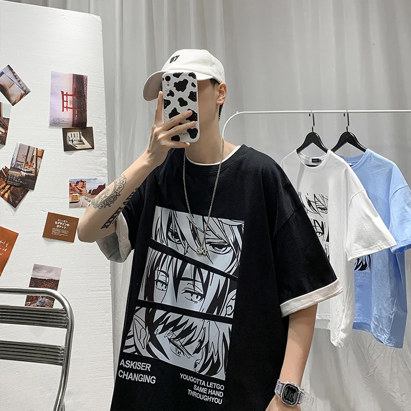 

Лето 2021, мужские свободные рукава, вырез, японский тренд SuFeng han edition