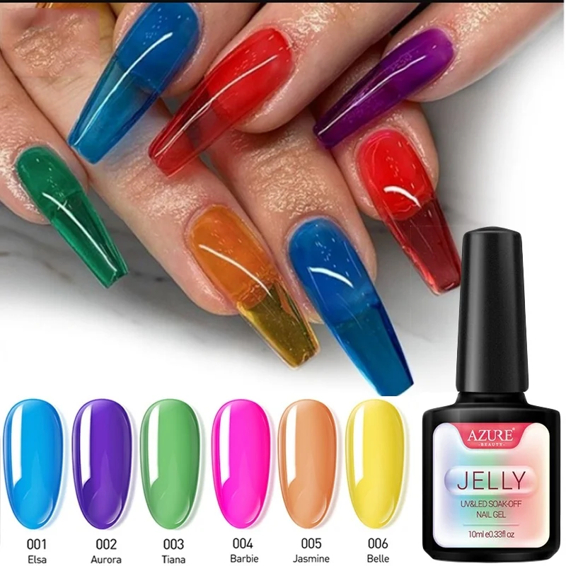 Azure Beauty 6 шт./лот желе набор гель-лаков для ногтей Дизайн полупрозрачный гель эмаль