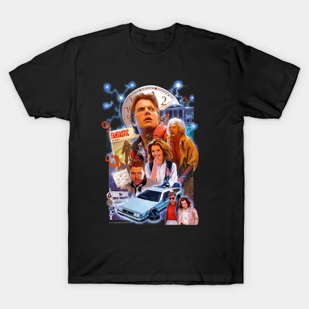 black 19 Официальный Back To The Future постер фильма футболка delorean Новые футболки Забавные футболки новые Забавные футболки унисекс Топы - Цвет: black 19