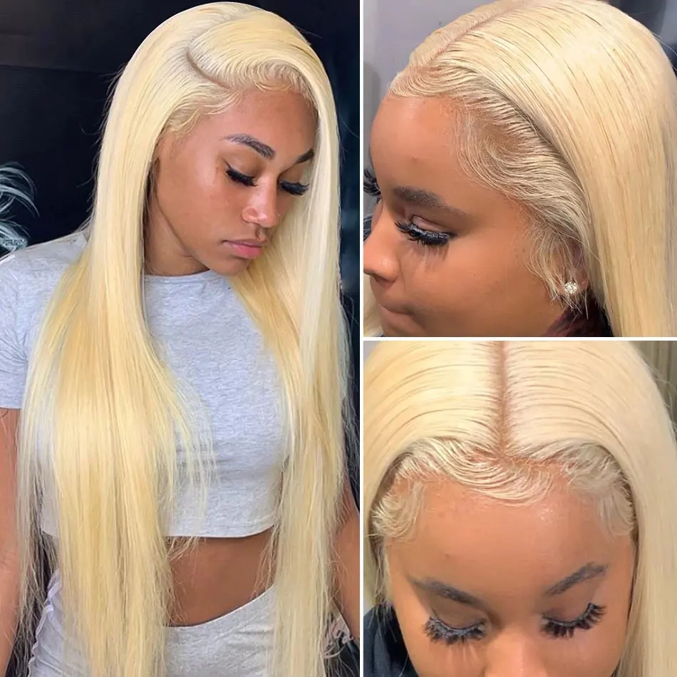 

#613 Blonde Malaysian Straight Lace Front Wig Bone Straight Human Hair 13x4 Lace Front Wig Pre-plucked Remy Body Wave Lace Wig