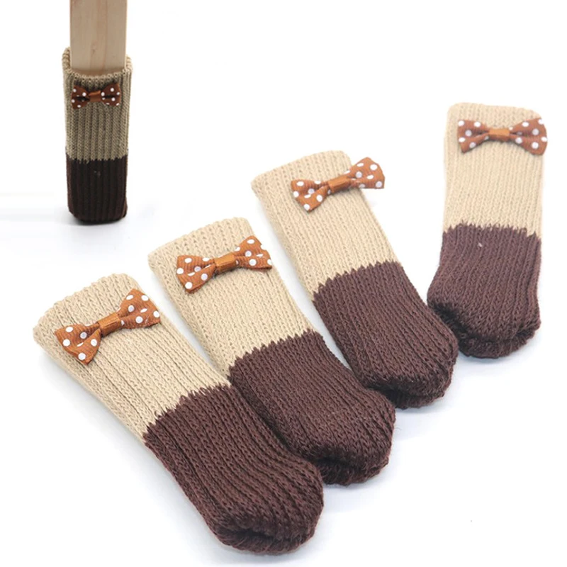 Table Chair Leg Cover Hot Lovely 4Pcs Foot Sock Floor Protectors Floral Knit Home Decor | Дом и сад
