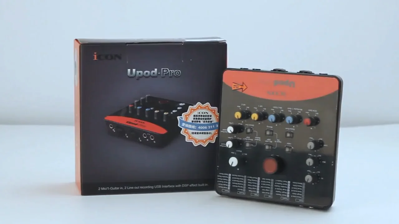 

ICON upod pro USB external sound card 2 mic-In/1 guitar-In, 2-Out USB recording Interface DSP parameter adjustment knobs