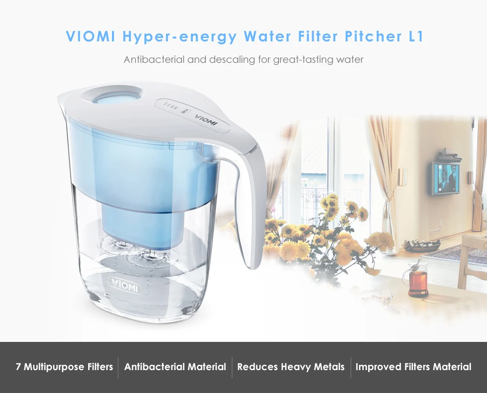 Кувшин для воды Xiaomi Viomi 3 5л Hyper-energy фильтр диспенсер фильтрации чашка с крышкой