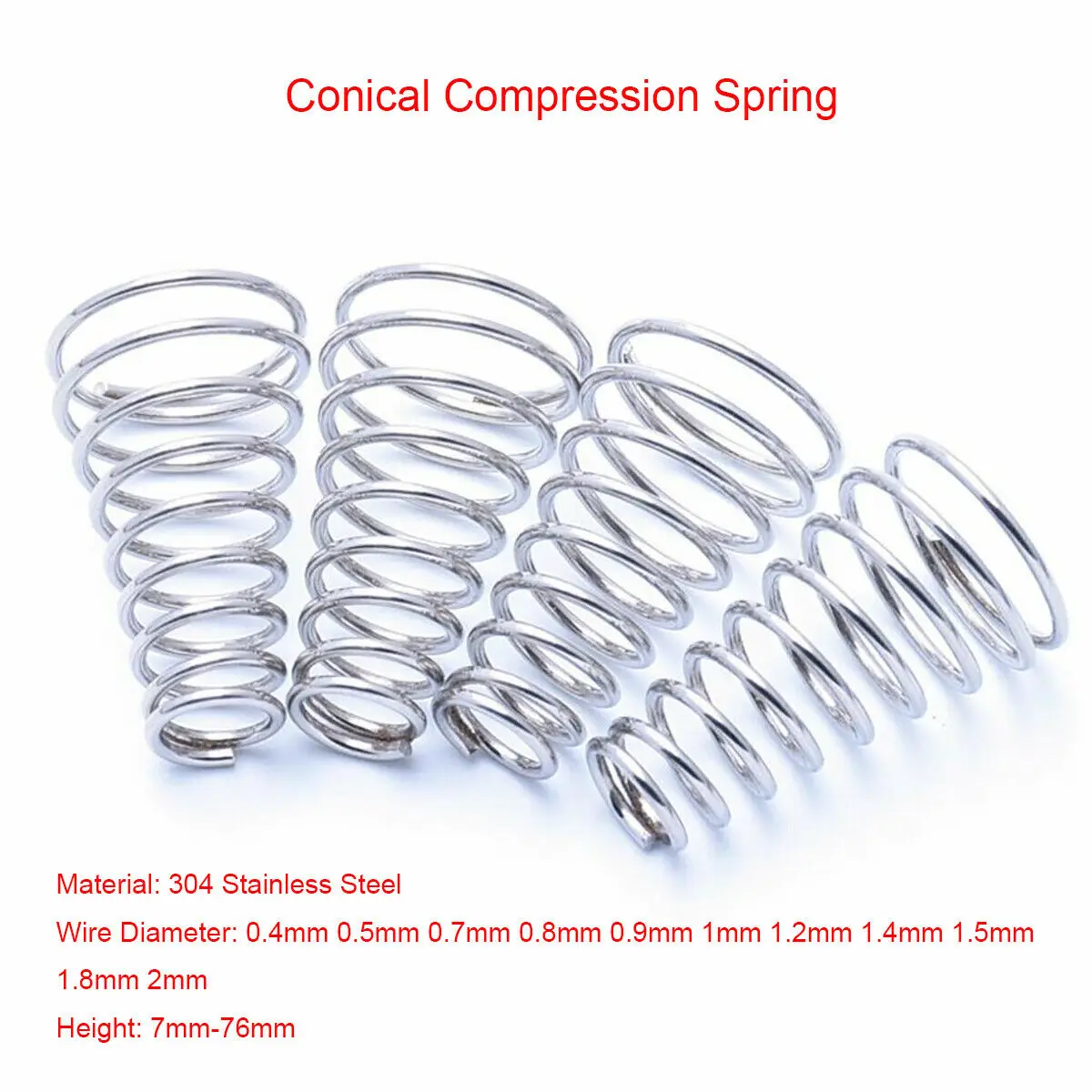 

5pcs / lot 304 Stainless Steel Tower Springs Conical Cone Compression Spring Pressure Spring Wire Diameter 0.4mm 0.5mm 0.7mm