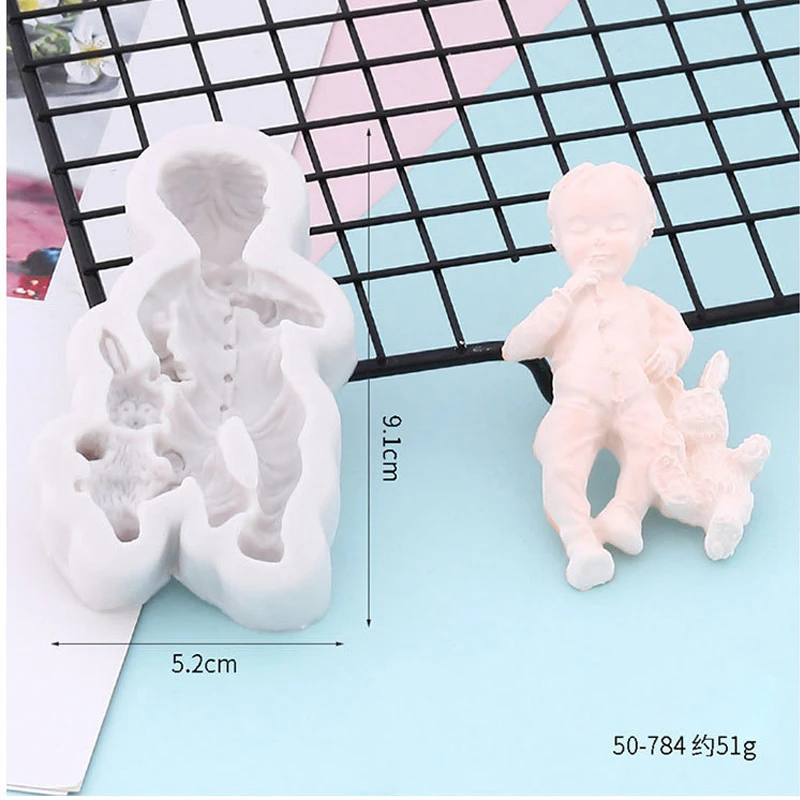 3D симпатичная маленькая девочка мальчик искусственная помадка Шоколад Конфеты