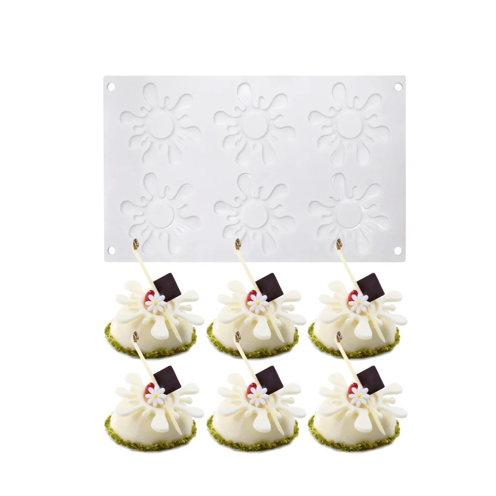

6 Ring-shaped Flower Shape Chocolate Mold Silicone Mousse Mold For Cake Decorating French Dessert Decorating Mould Baking Tools
