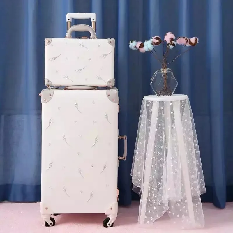 Модный чемодан на колесиках ручной работы красный пароль ретро Чехол для