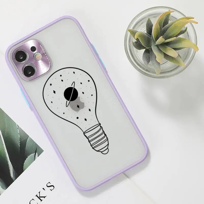

Cartoon Creativity starry universe Phone Case For iPhone 12 11 Mini Pro XR XS Max 7 8 Plus X Matte transparent Purple Back Cover