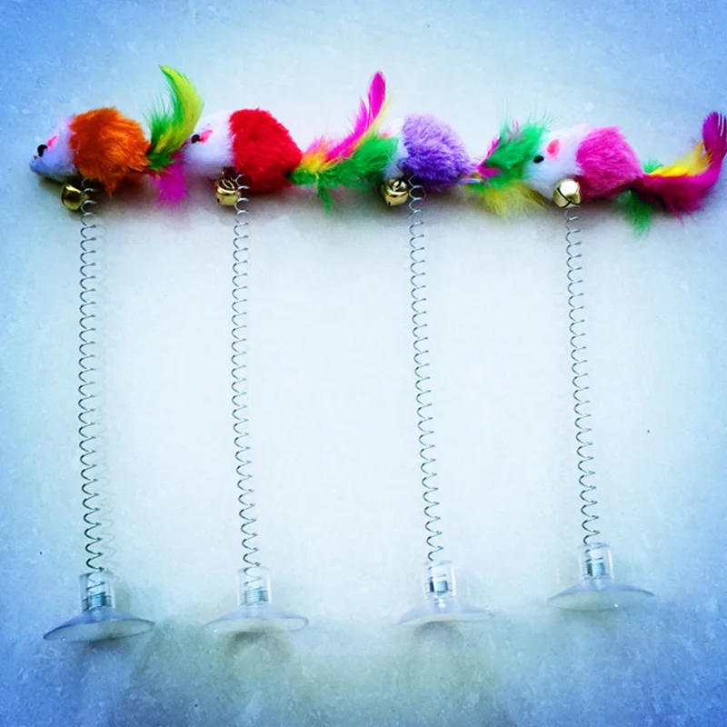 1 Pcs Cat Interactive Elastic Feather Toys Fake Rat Sucker Spring Mouse With Shape Cats Funny Stick | Дом и сад