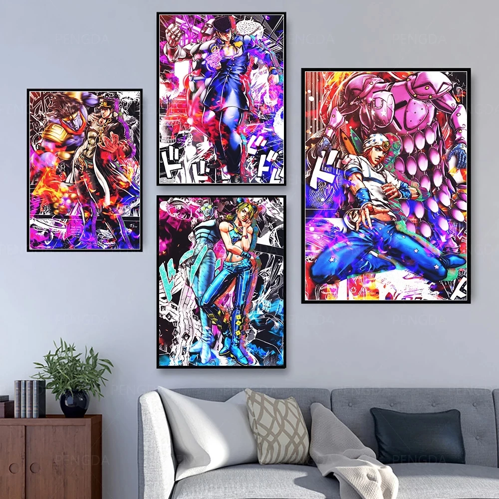 

Jojo S Bizarre Anime Character Poster and Living Room Wall Art Prints Decoration Mural Canvas Paintings for Modern Home Decor
