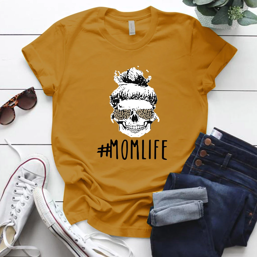 Женская футболка с коротким рукавом принтом черепа|Футболки| |