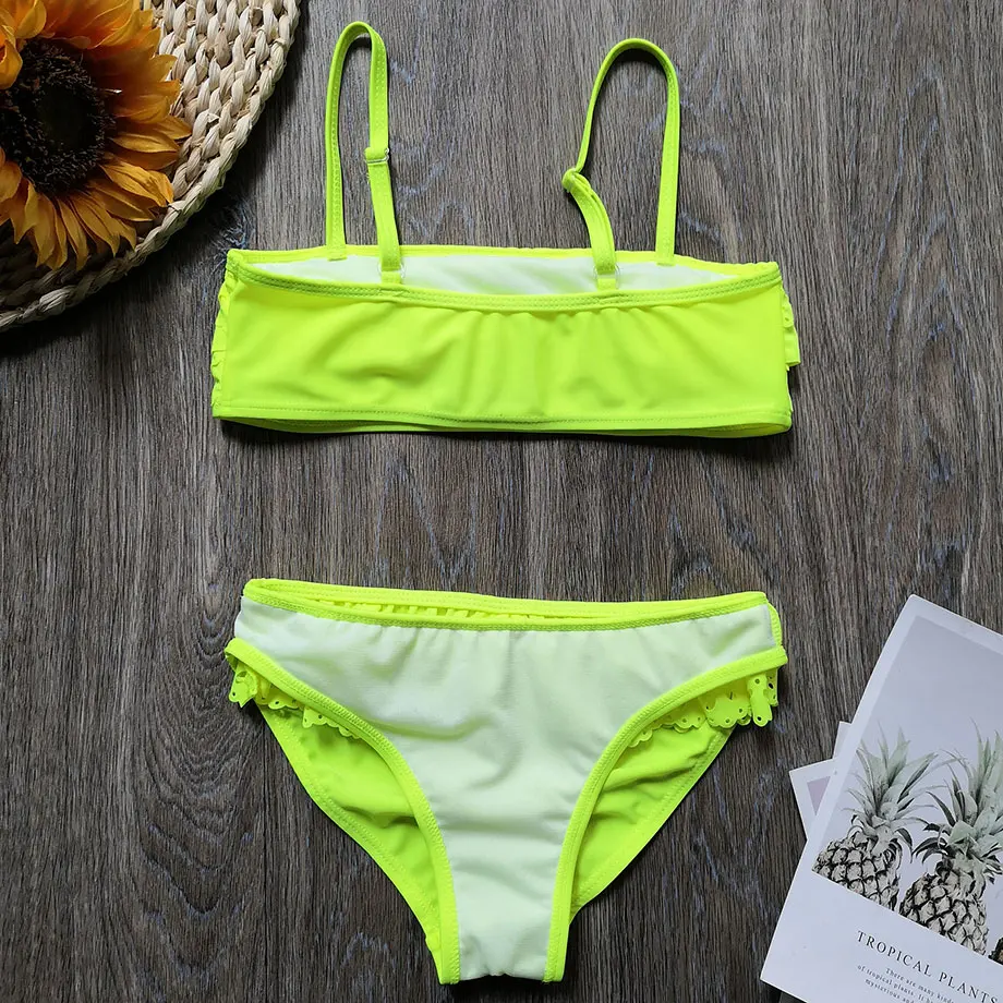 Купальник От 5 до 14 лет для девочек комплект бикини девочек-подростков с оборками