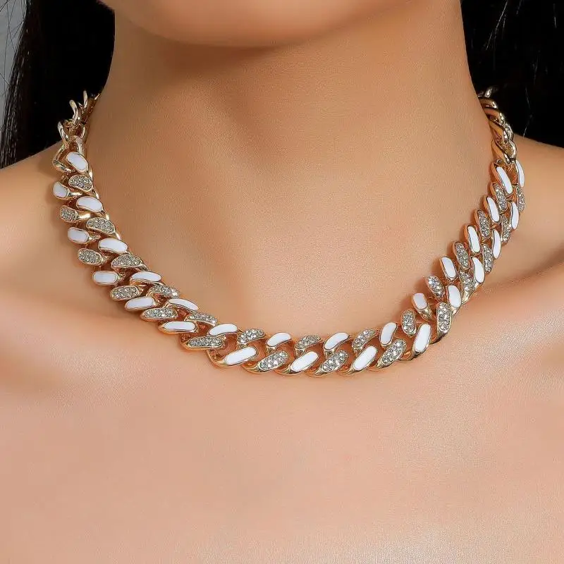 

Двухцветное ожерелье-чокер на толстой цепочке с кристаллами для женщин и мужчин, ювелирные изделия, ожерелья и подвески, колье, колье для же...